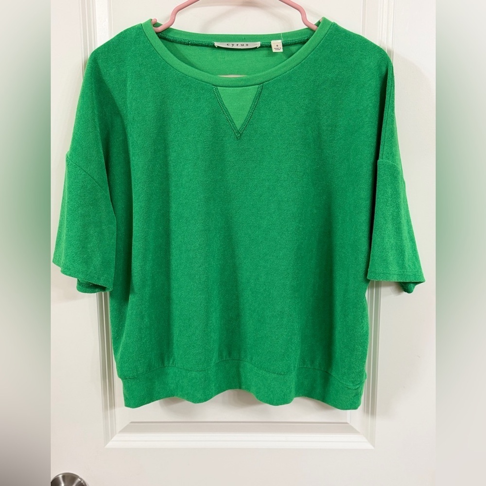 Cyrus Vibrant Green Terrycloth Top